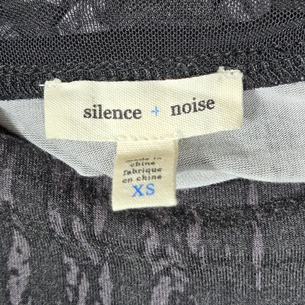Silence + Noise Dress Womens XS Black Sheer Long Sleeve Moon Forest Print Goth - Picture 7 of 11